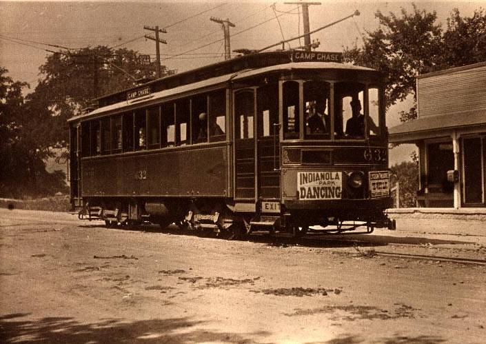 #14 CRP&L car No.632 on the Camp Chase line, in front of Camp Chase Post Office, 1880s