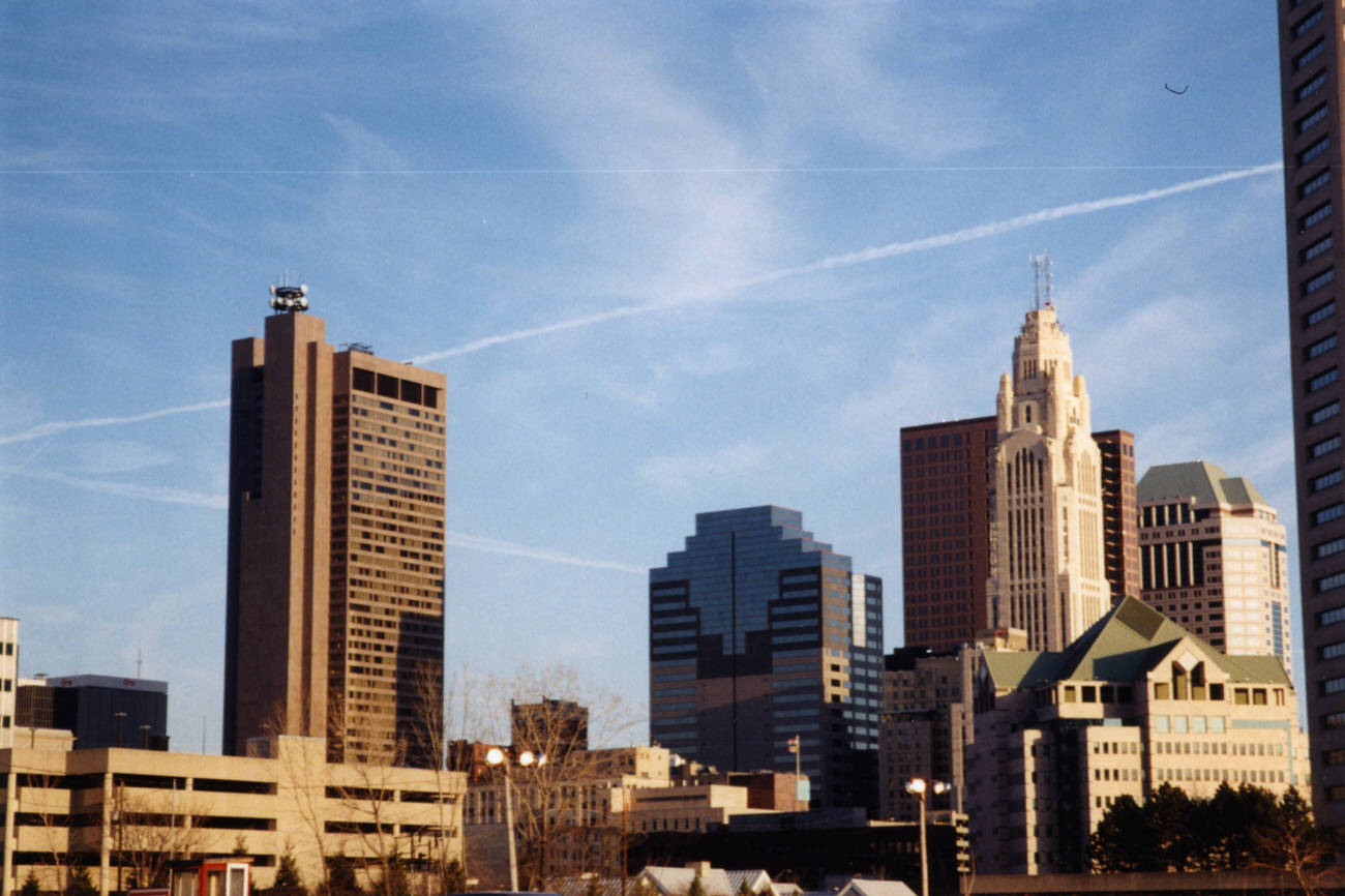 #24 Southeast view of the Columbus downtown skyline, featuring Rhodes State Office Tower, 1997.