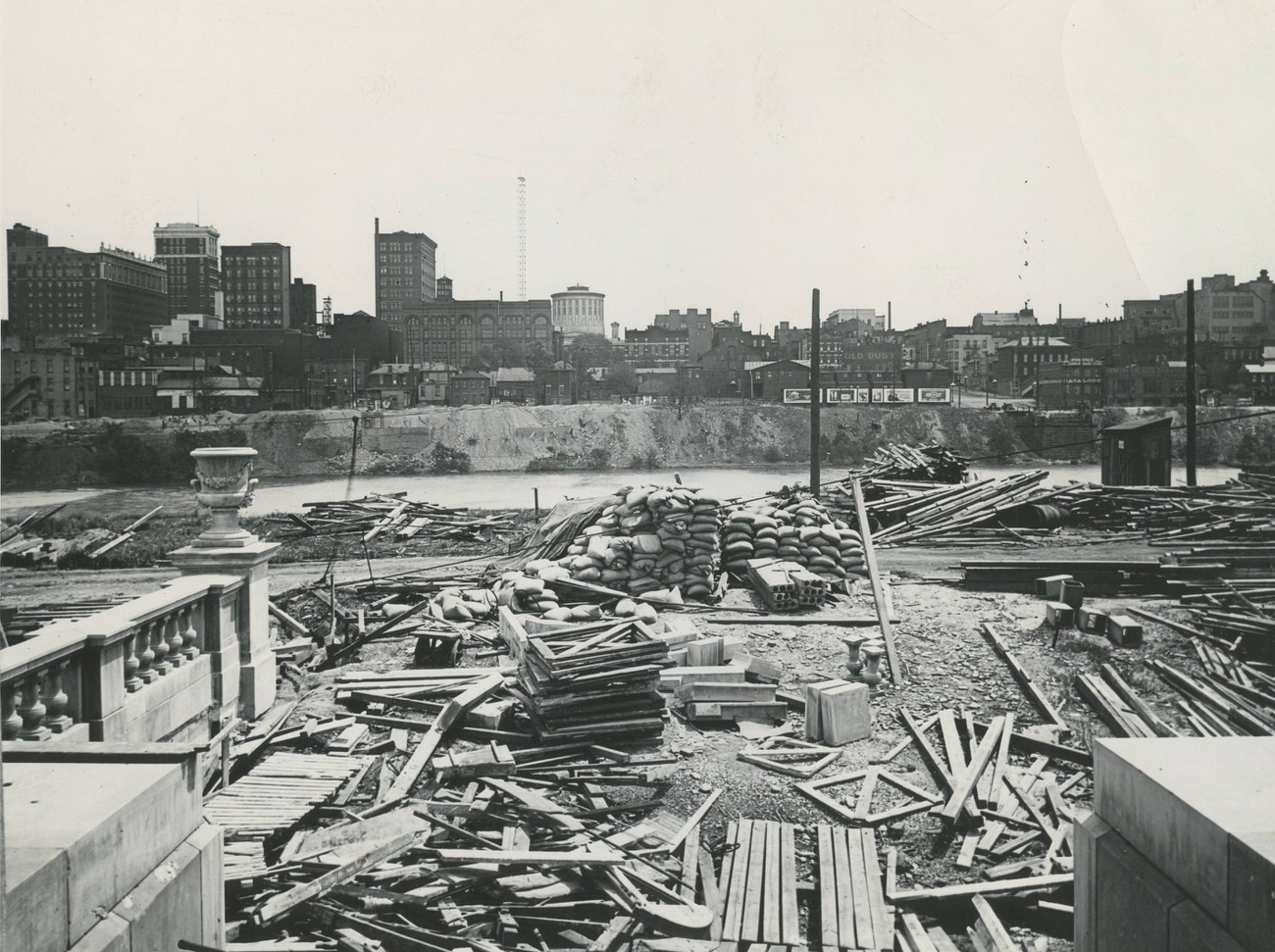 #22 Westside view of Columbus skyline from the Central High School construction site, 1923.