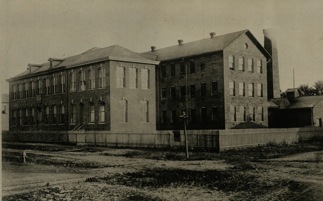#15 Black and white photograph of the Columbus Watch Company building, operational from 1883 to 1903, Circa 1889.