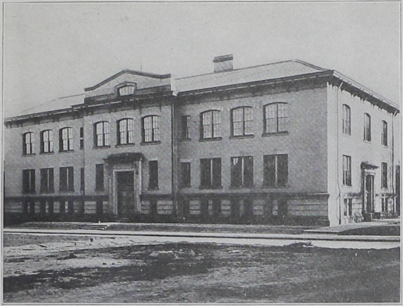 #66 Eastwood Avenue Elementary School, opened in 1905, remodeled in 1955, closed and demolished in 1974. Circa 1916.