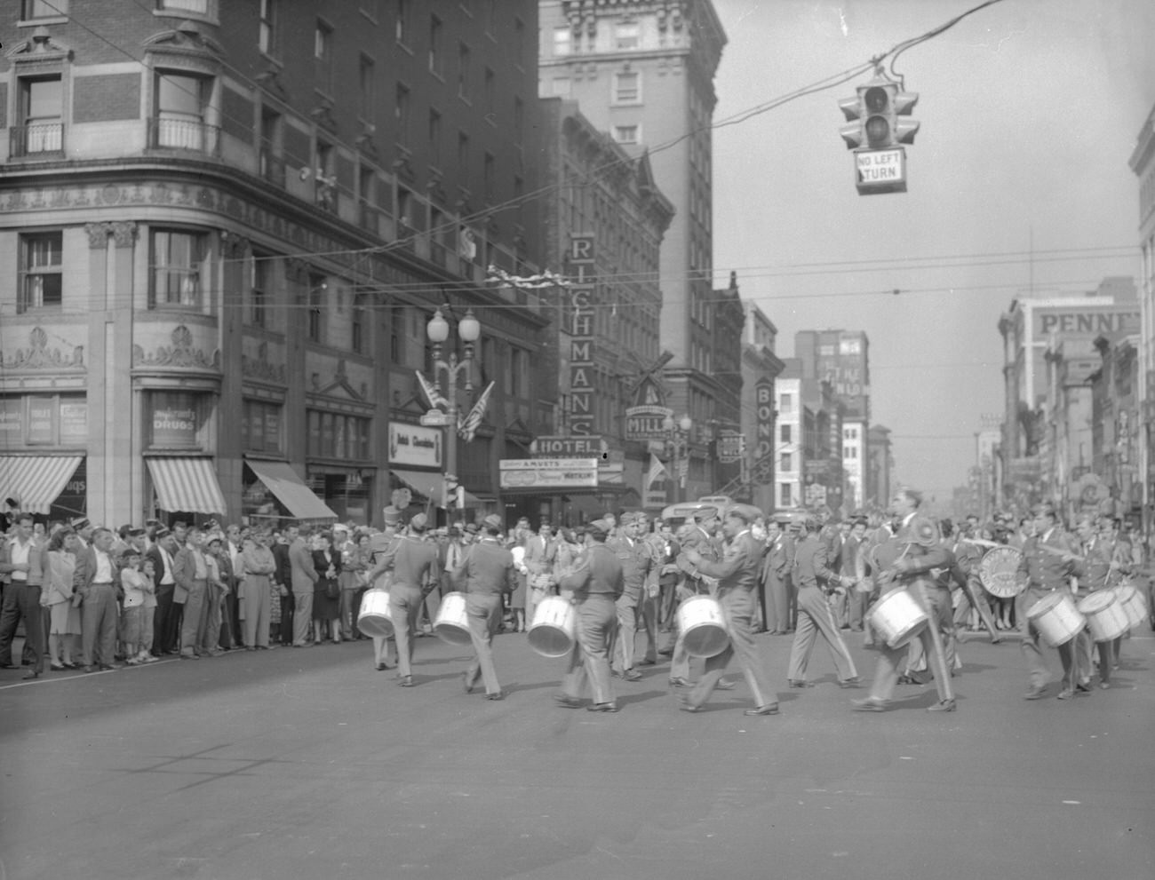 #37 Fond Du Lac Amvets Post No 8 Band on High and Broad Streets, Columbus, 1947.