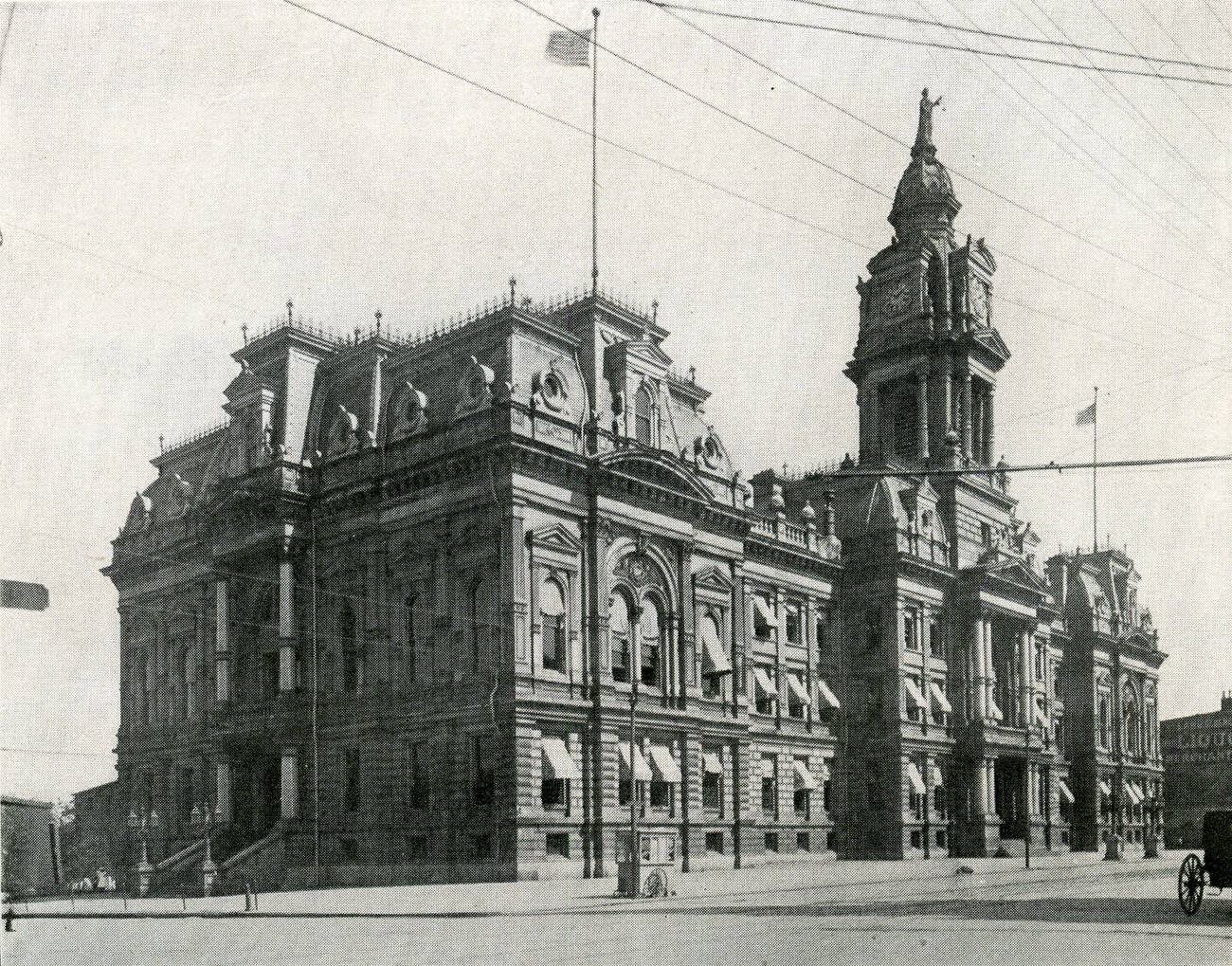 #53 Franklin County Courthouse at High and Mound Streets, dedicated in 1887, razed in 1974, Circa 1909.
