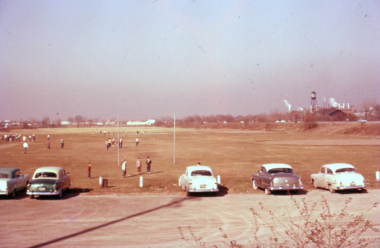 #45 Gowdy Field, former garden, athletic field, and landfill, viewed from Goodale Interchange, November 18, 1956.