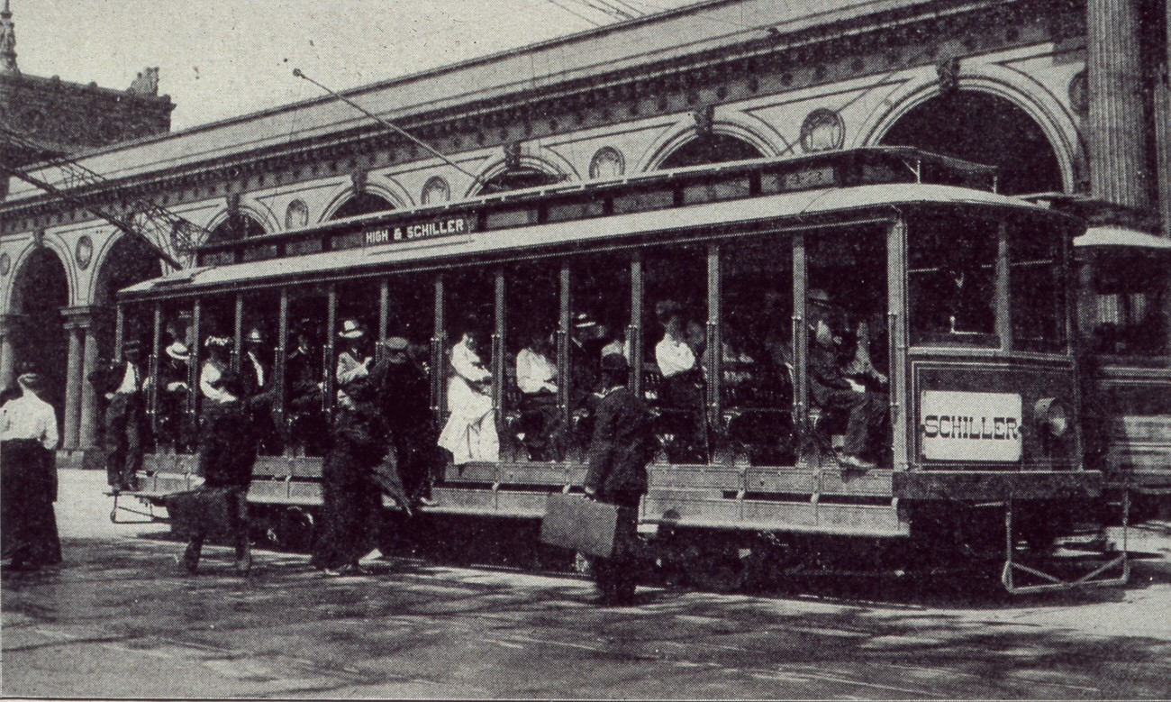 #71 Open Type Summer Streetcar on High and Schiller Streets, 1906.