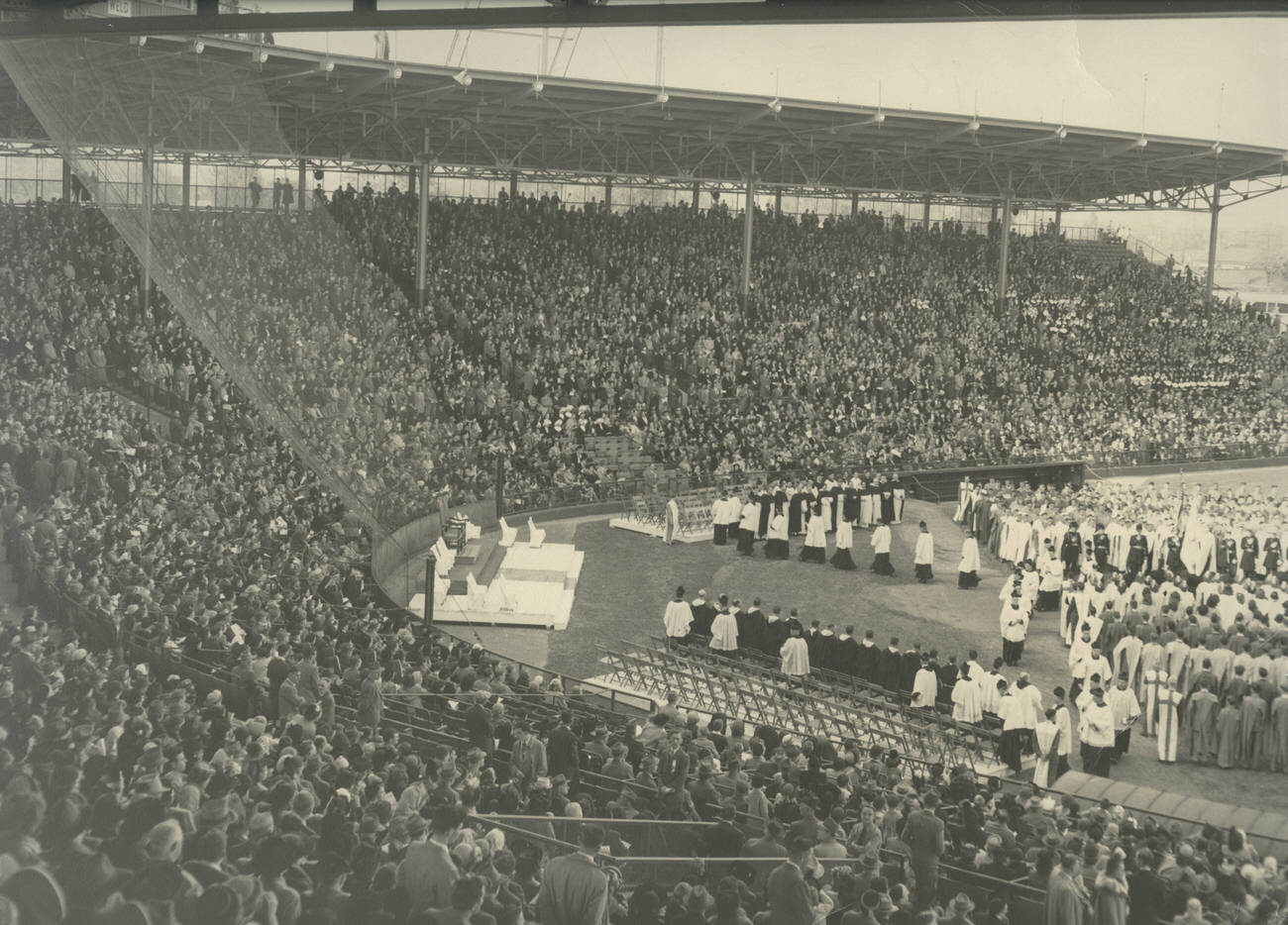 #52 Holy Name Rally at Red Bird Stadium, 1952.