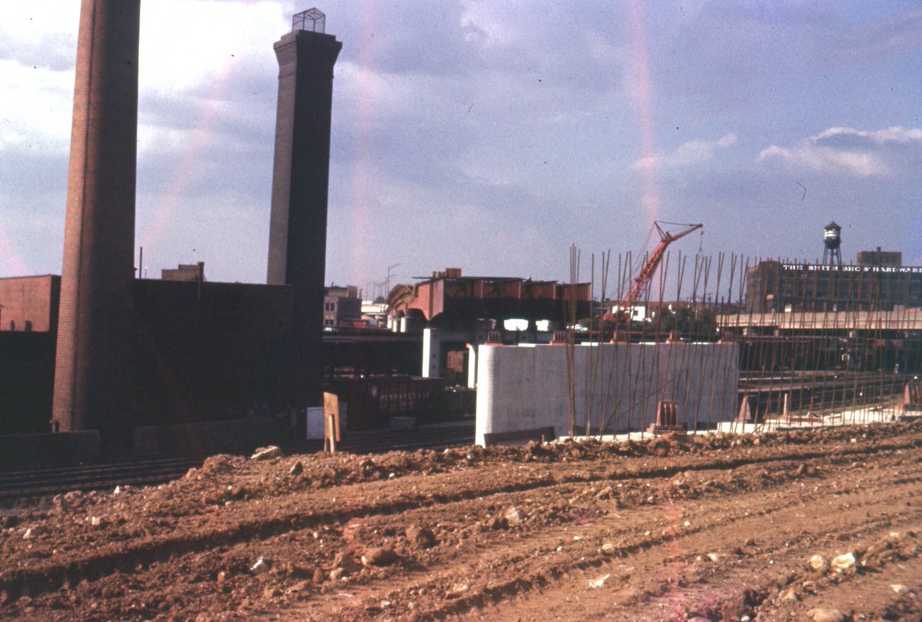 #2 End of steel construction of 3rd Street Viaduct, 1959.