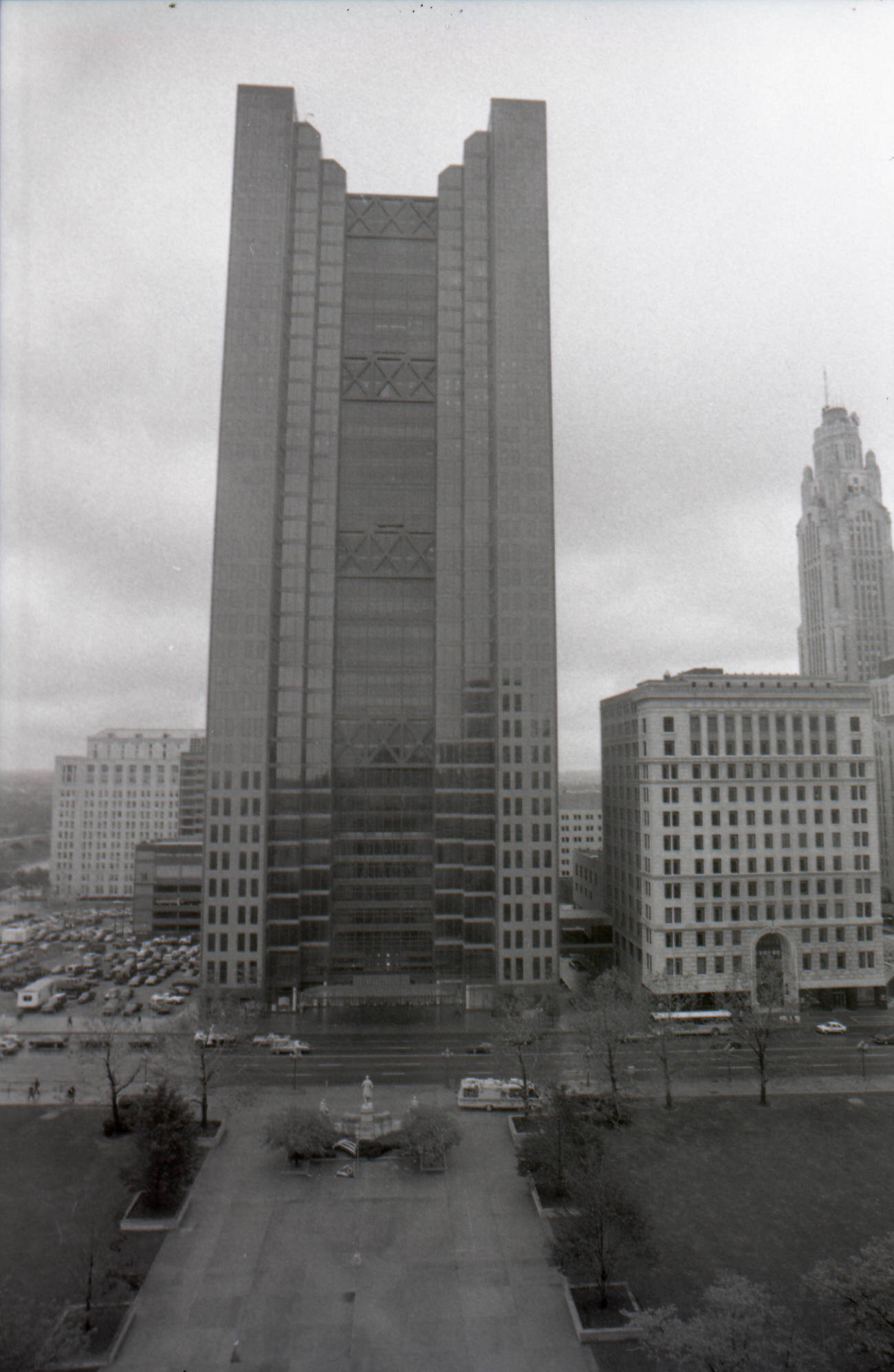 #108 Huntington Center building, photograph from Statehouse rotunda, opening dedication May 11, 1985.