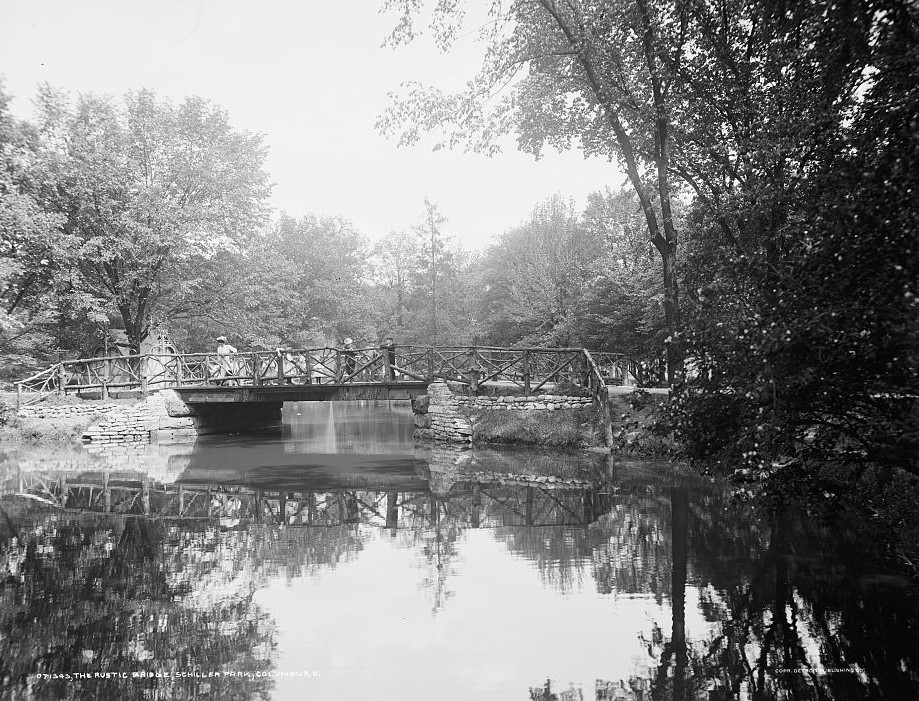 #93 Rustic bridge in Schiller Park, Columbus, Ohio, 1900s