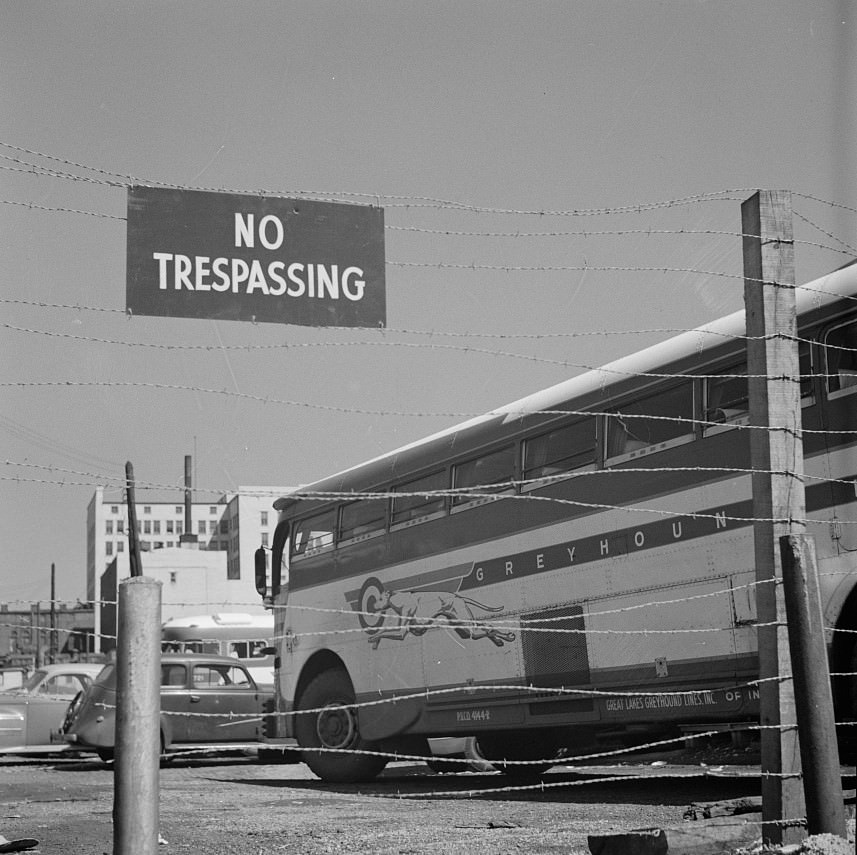 #34 Possibly related to parking lot signage for buses, Columbus, Ohio, 1943.