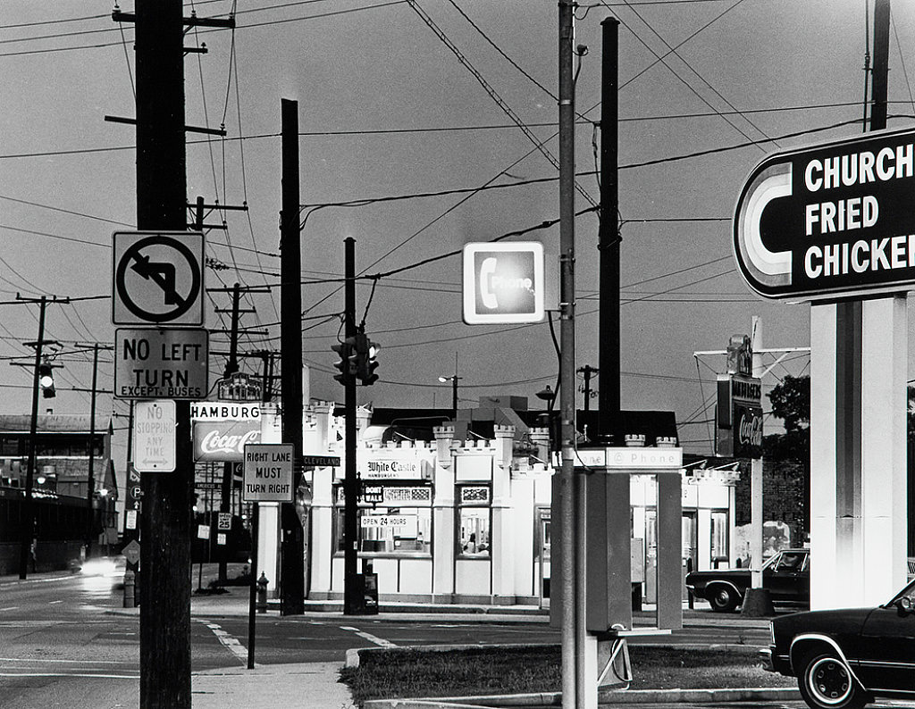 #122 Exterior of White Castle Restaurant, Columbus, Ohio, 1985.