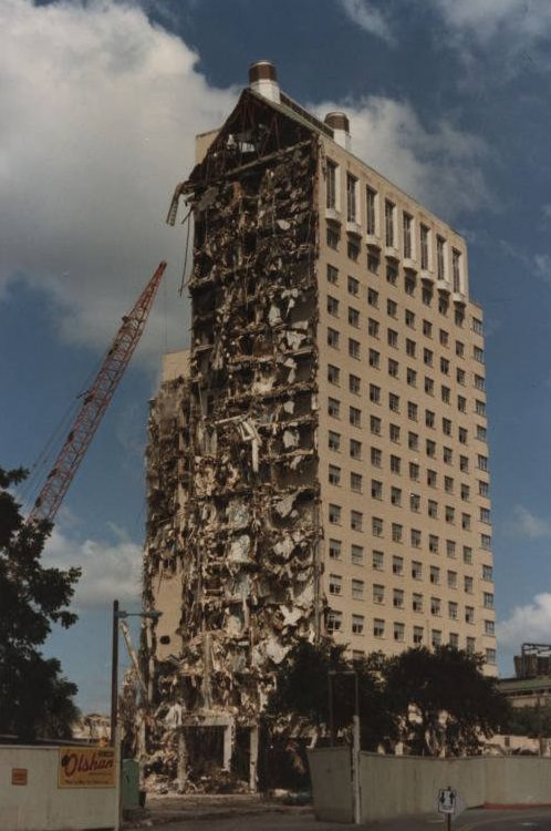 #35 Shamrock Hotel demolition, Houston, 1980s