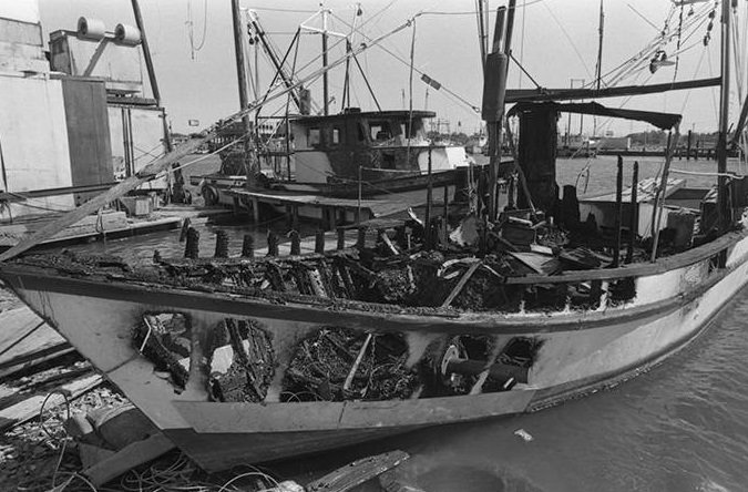 #120 Burned Vietnamese fishing boats, 1981.