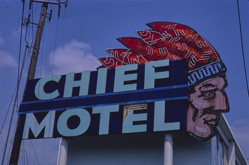 #36 Chief Motel sign in Houston, Texas, 1983