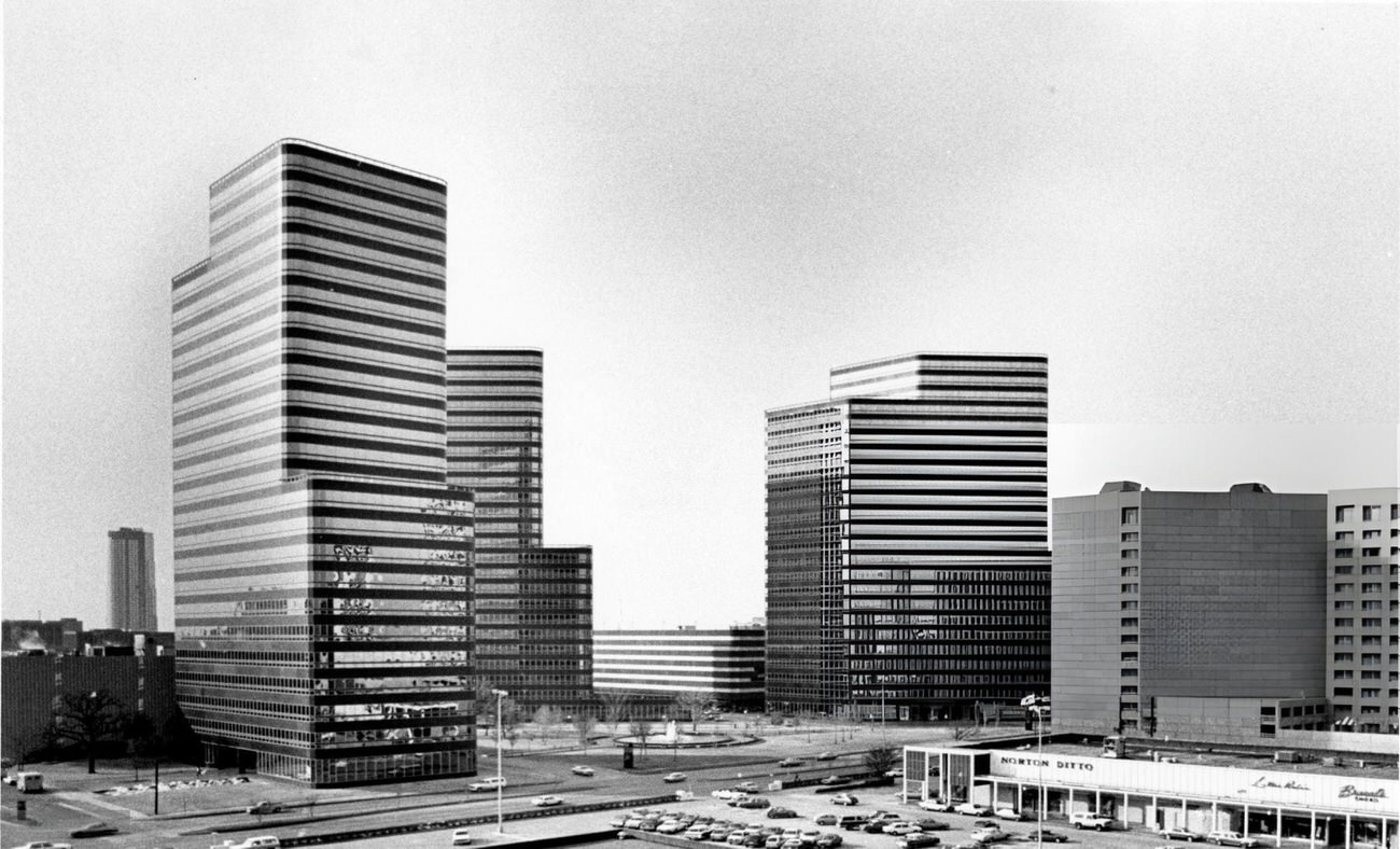 #65 The Post Oak Central buildings’ architectural elegance, Houston, Texas, 1984.