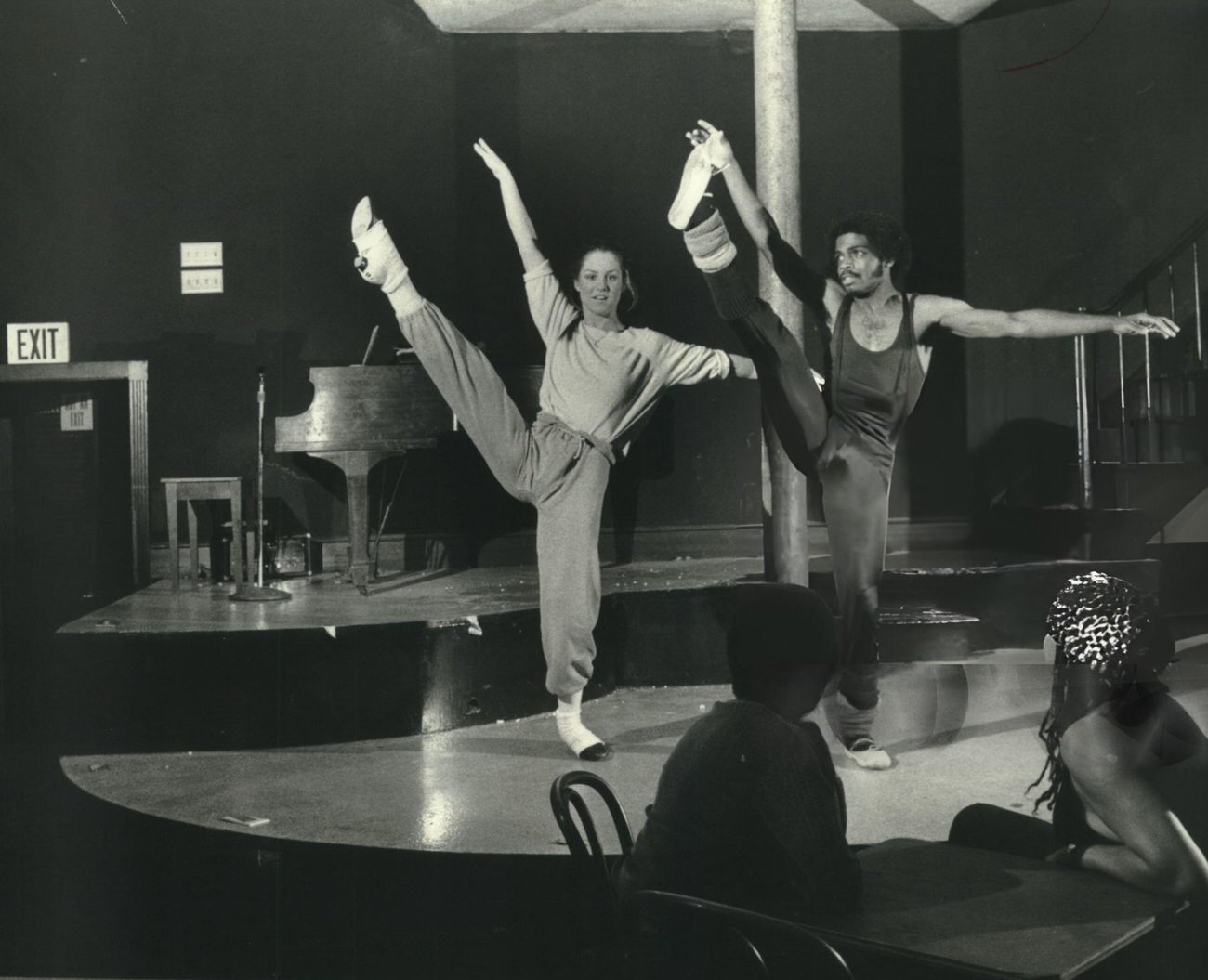 #95 Company dancers Cindy Hoffmaster and Carl E. Long rehearse for the New Year’s Eve opening of the Vaudeville Theater, Houston, Texas.