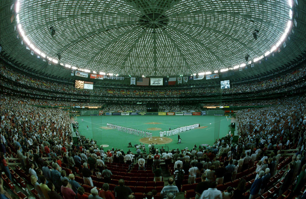 #5 Dome filled during pregame introductions for the Astros vs. Cubs game, Houston, Texas, 1999.