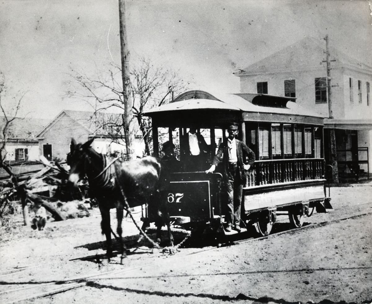 #1 Mule drawn streetcar, 1877
