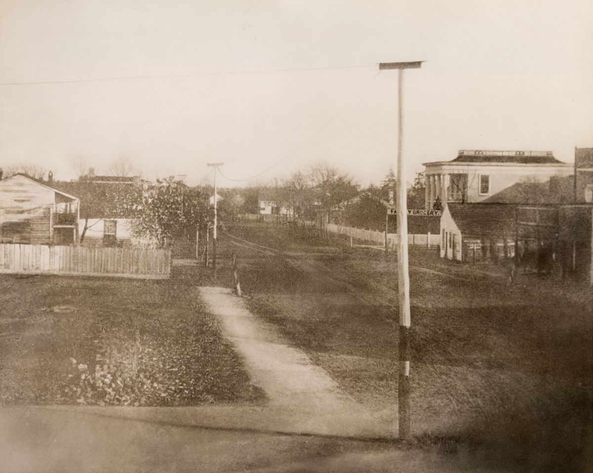 #30 First telegraph lines in Houston, 1860. A.D. Bruce Religion Center construction frame, 1964.