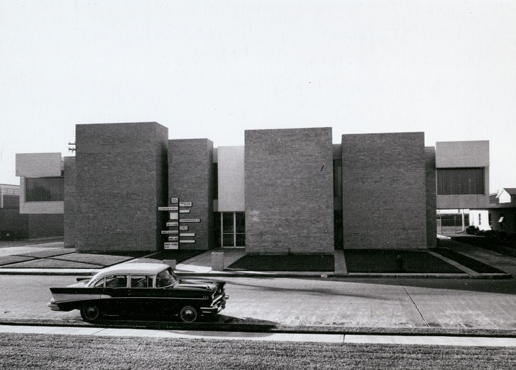 #7 Essex-Houck Building entrance exterior, Houston, Texas, 1962.