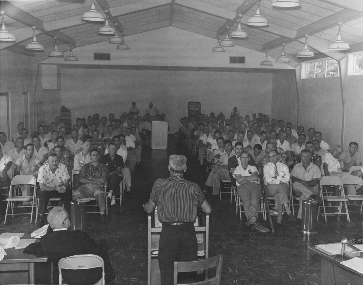 #38 Union meeting in Union Hall, Freeman and Hogan Streets, 1955.