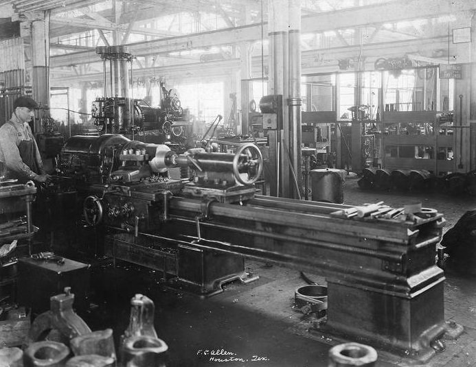 #71 Men working at machines, Hughes Tool Co., Houston, 1940s.