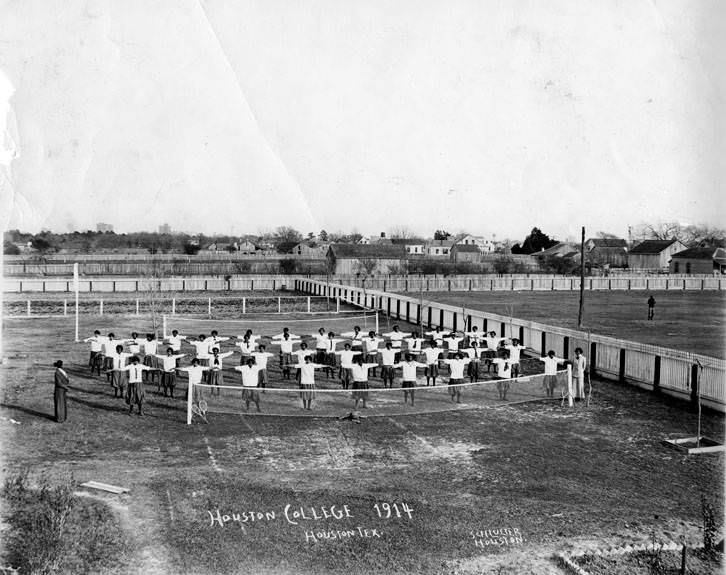 #60 Houston College girls doing calisthenics, 1914.