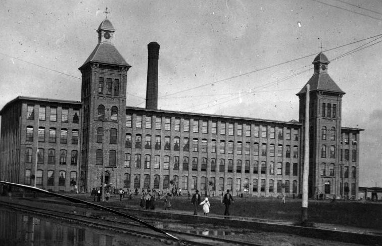 #34 Lone Star Cotton Mills with people walking away, 1896.