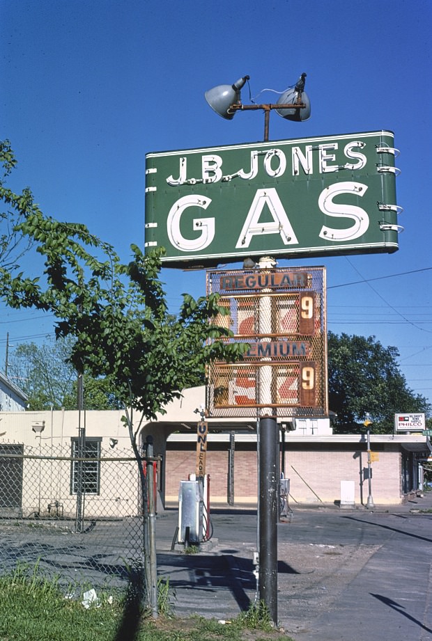 #79 J.B. Jones Gas sign in Houston, Texas, 1977