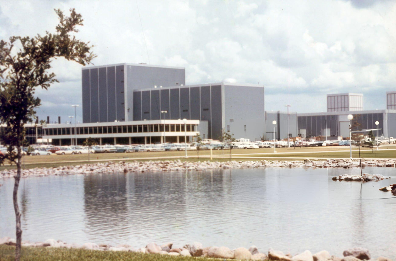 #27 Ground view of NASA’s Manned Space Center, later renamed the Lyndon B Johnson Space Center, in Houston, Texas, 1960s.