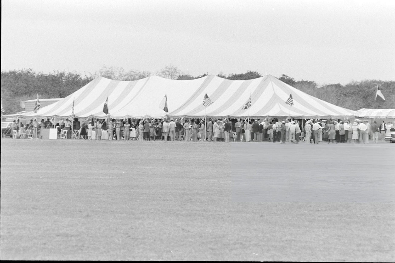 #60 Guests visit a cattle ranch in Houston, Texas, 1977, owned by Tobin and Anne Armstrong.