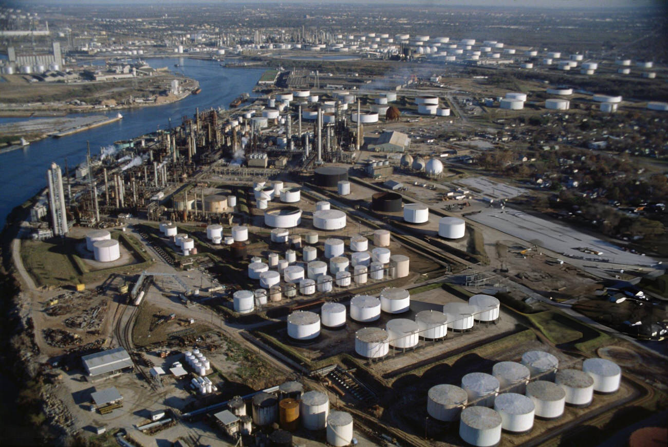 #19 Aerial view of the Charter International Oil Company at the Port of Houston, Texas, 1978.