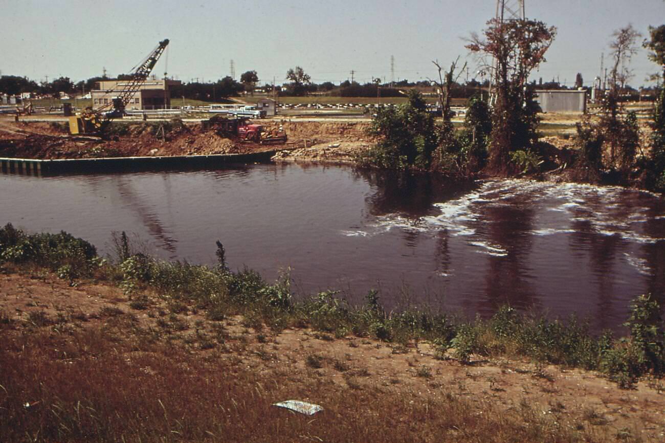#88 Construction of a solid waste disposal settling tank on Simms Bayou in Houston, funded by federal EPA recommendation, 1973.
