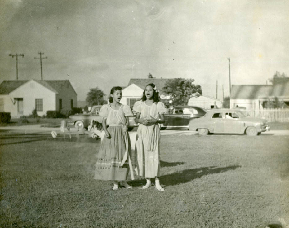 #6 The Lemond Sisters performing at May Day Fete, 1955.