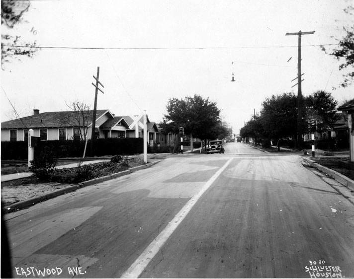 #16 Eastwood Avenue at railroad intersection, Houston, 1940s