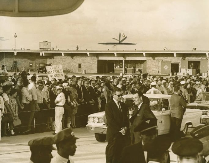 #46 Crowd at Hobby Airport for President Kennedy, Houston, 1962.