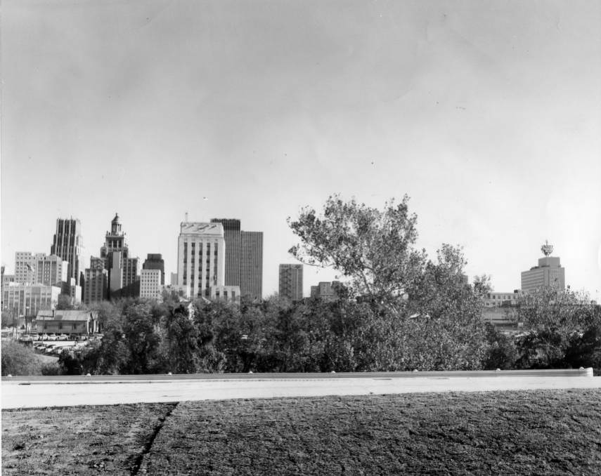 #60 View of City Hall from Interstate 45, Houston, 1954.