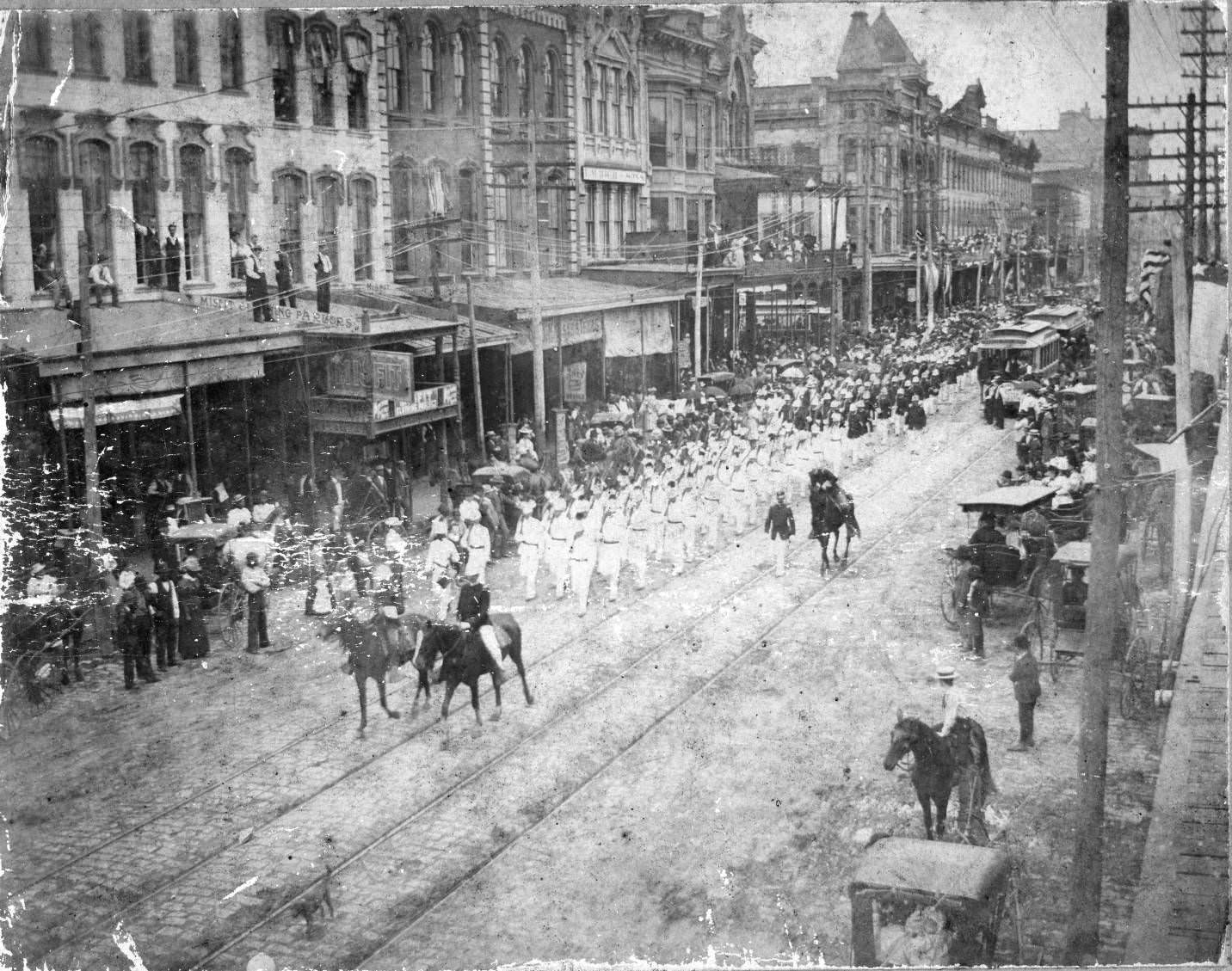 #23 Main Street parade with Houston Light Guard, 1900.