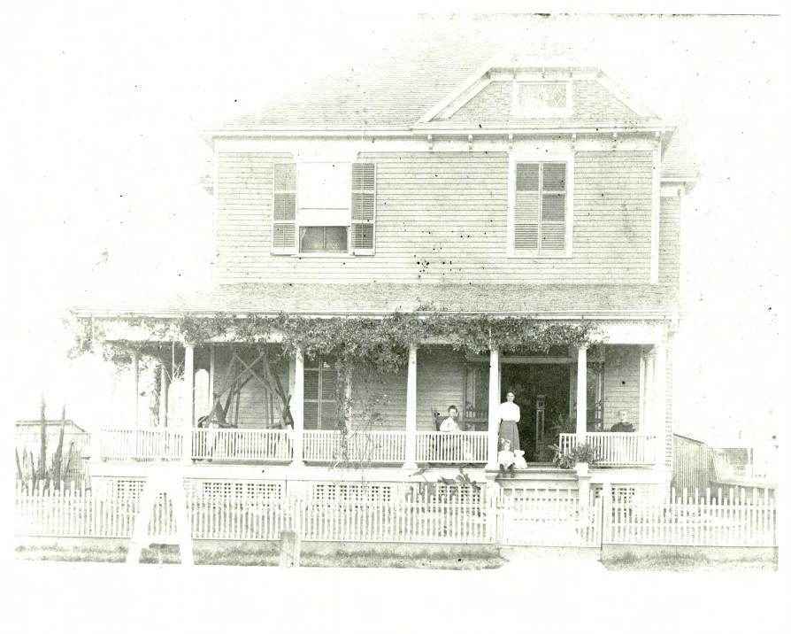#25 “Auntie” Jordan with milk cow at Frank Lee Berry house, Houston, 1908.