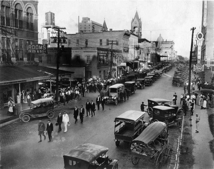 #70 Funeral procession in Houston, 1920.