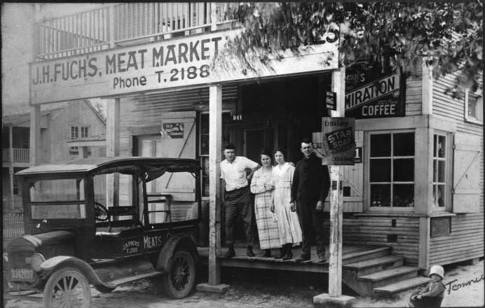 #50 J.H. Fuchs Meat Market steps, 1910s
