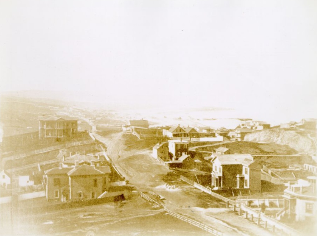 #6 View of Russian Hill looking northwest from Green and Jones streets, 1866