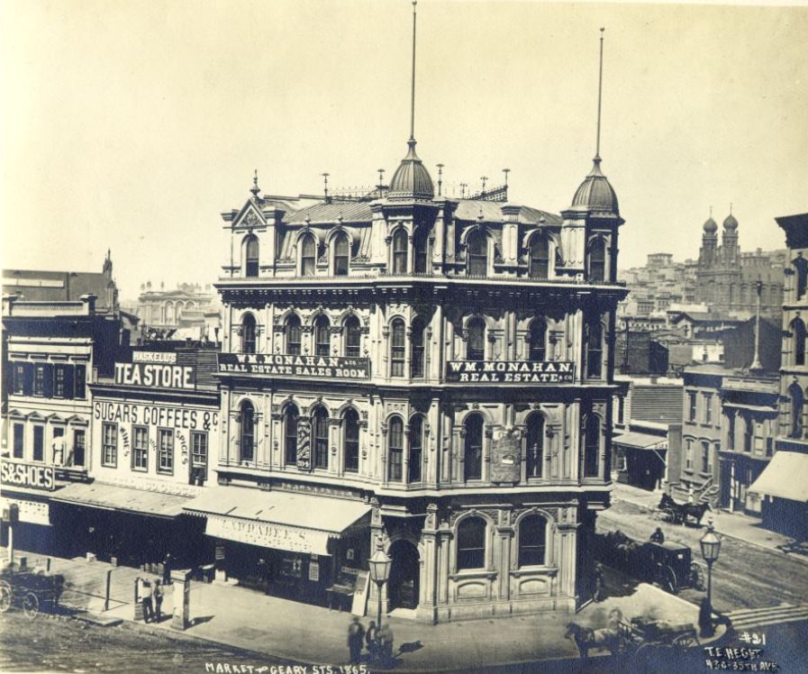 #114 Market Street, corner of Geary, 1865