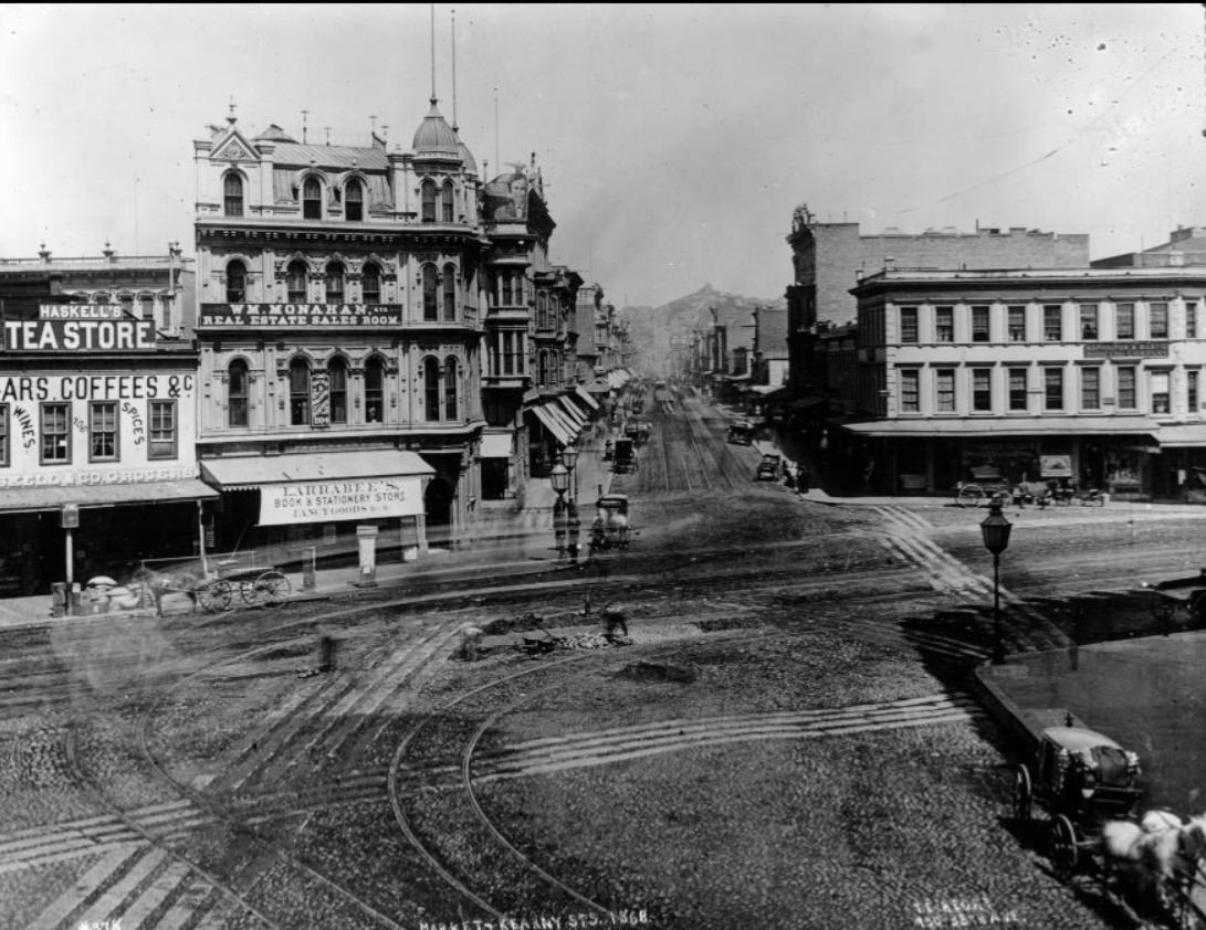#42 Looking down Kearny Street from Market Street, 1868