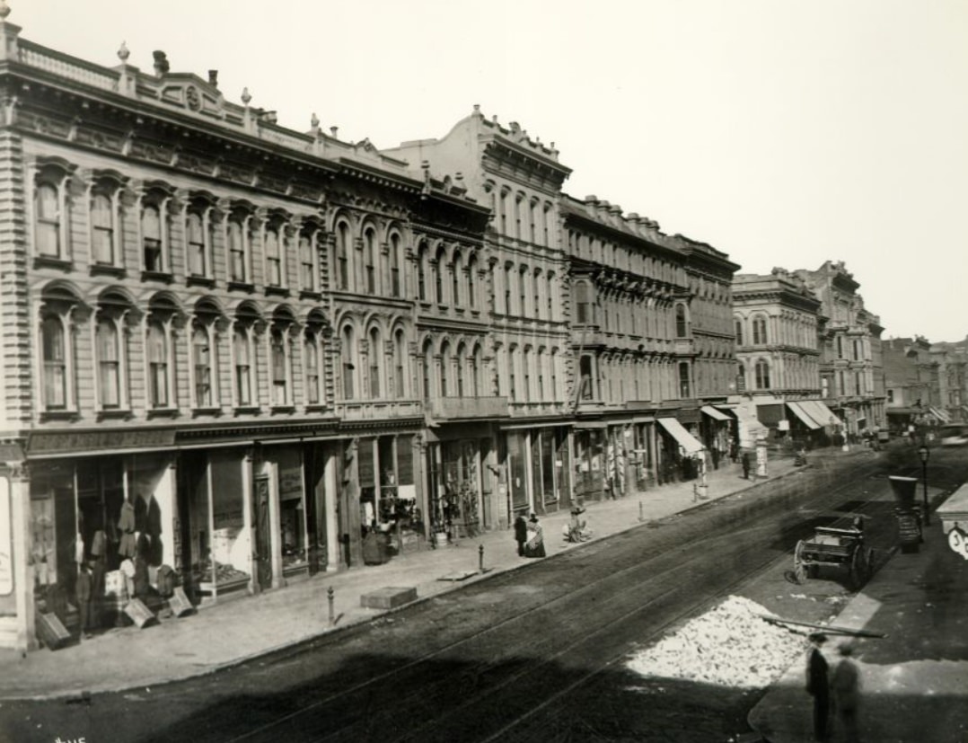 #64 West side of Kearny Street, north of Bush Street, 1865