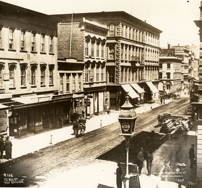#66 West Side of Montgomery Street, between Pine & California, 1860s