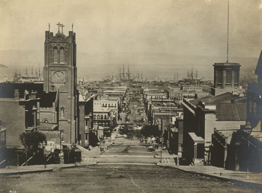 #92 California Street facing the bay, 1863