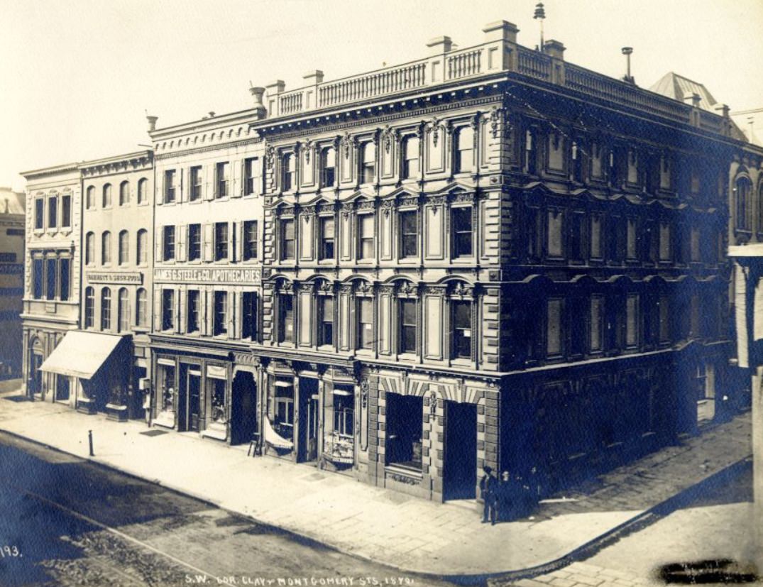 #91 Clay Street, corner of Montgomery, 1870