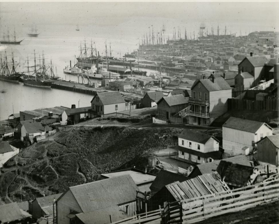#22 View of San Francisco waterfront from Telegraph Hill, 1870s