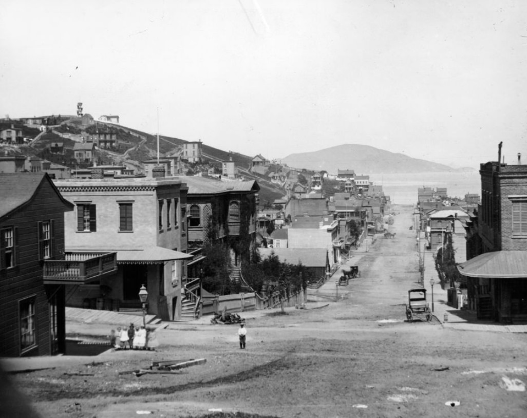 #35 Mason north of Clay, view of bay, 1876